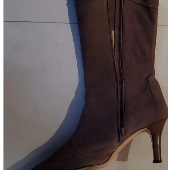 Manolo Blahnik Taupe Suede Booties
